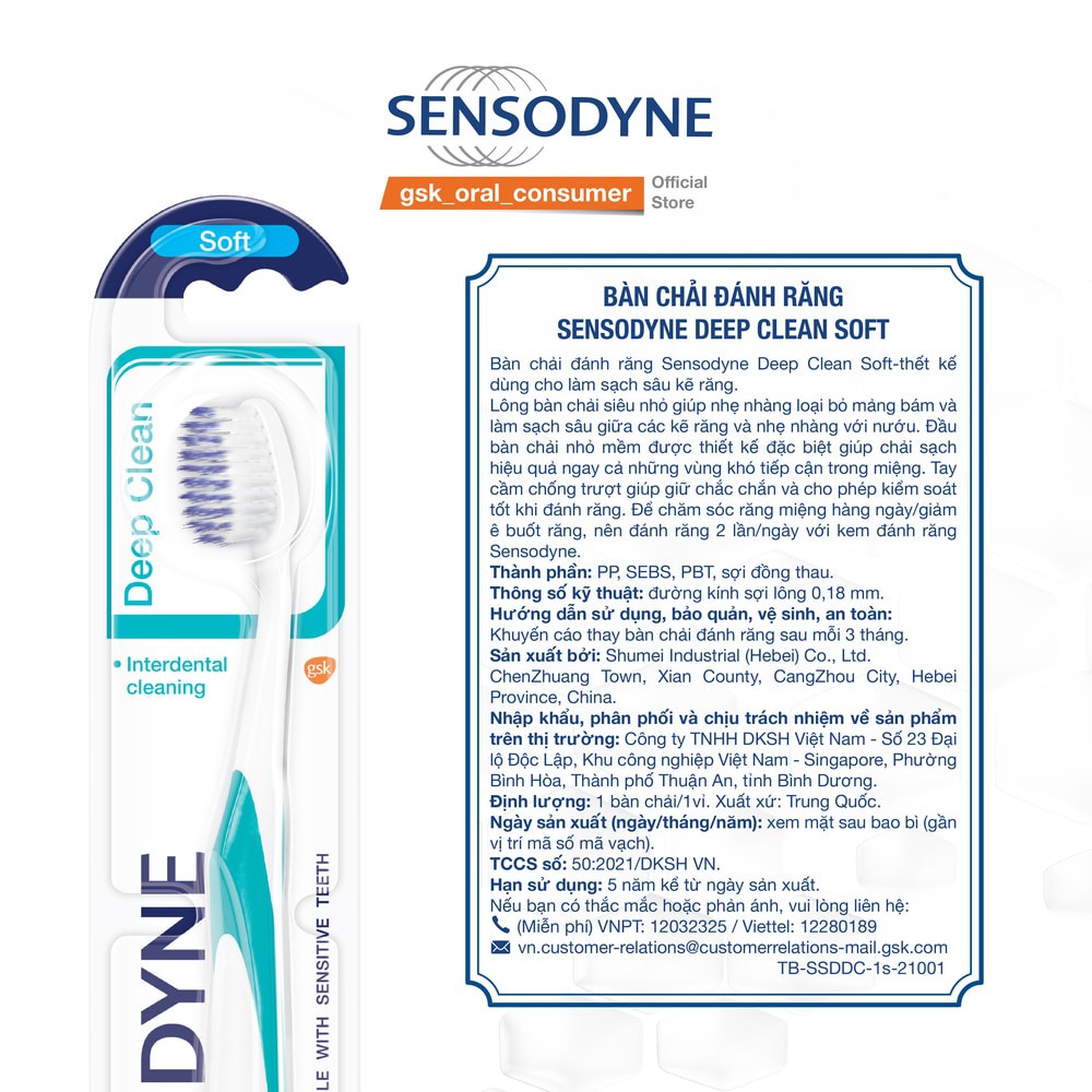 Bàn Chải Đánh Răng Sensodyne Deep Clean Lông Mềm Dành Cho Răng Nhạy Cảm 1 Cây