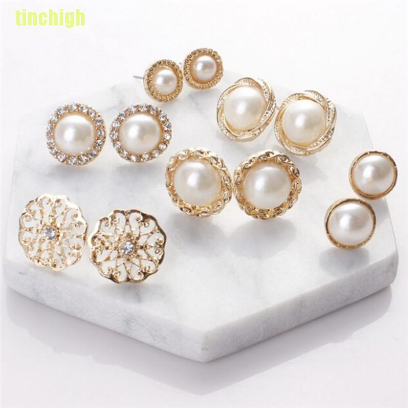 Bộ 6 Đôi Bông Tai Trai / Kim Cương / Trai / Kim Cương Nhân Tạo Thanh Lịch