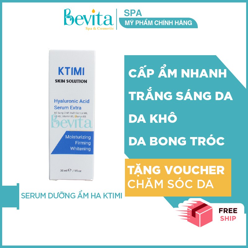 [Cấp Ẩm Tức Thì] Serum dưỡng ẩm KTIMI Hyaluronic Acid Serum 30ml, seum cấp ẩm cho da khô da bong tróc - Bevita