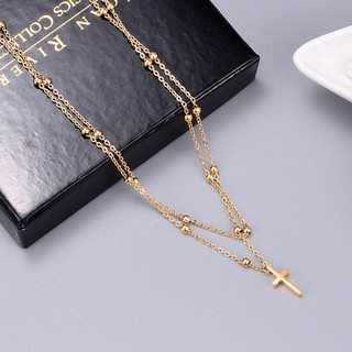 Dây Chuyền 2 Tầng Thánh Giá Titan Ko Đen TT 2944
