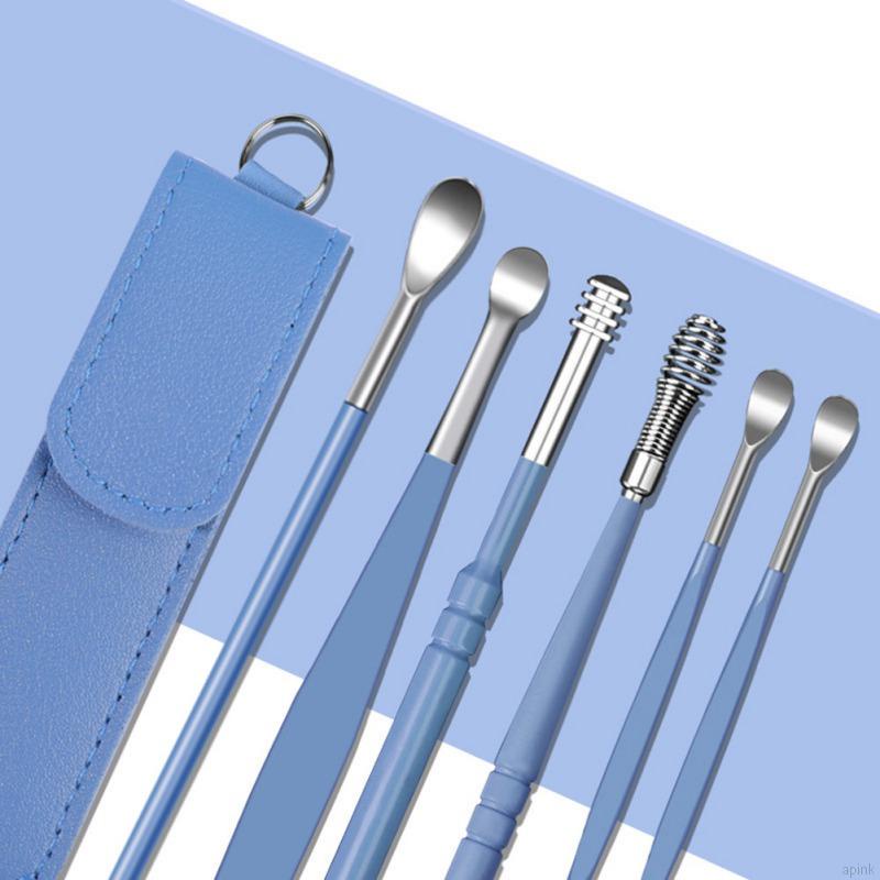 Set 6 dụng cụ vệ sinh tai bằng thép không gỉ kèm túi đựng