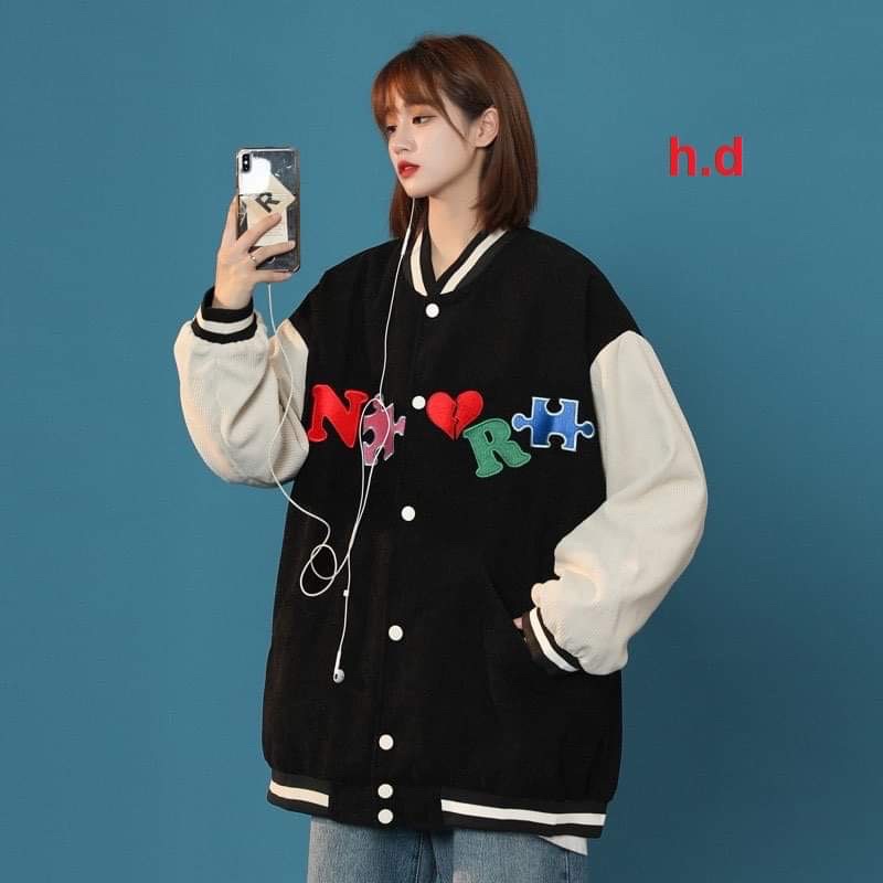 Áo khoác bomber gió NR tay trắng HD11