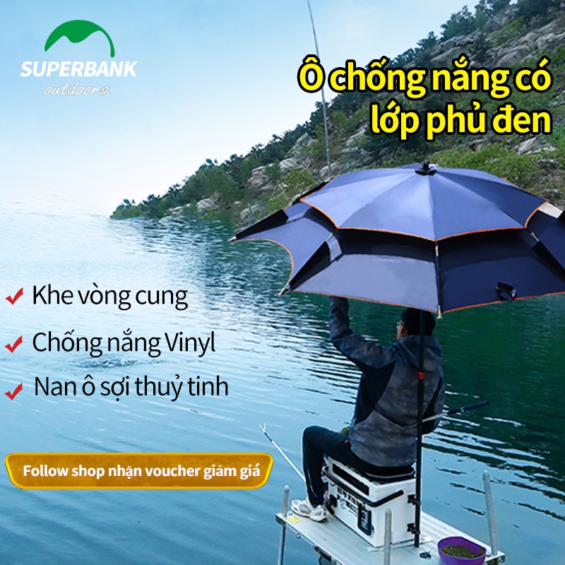 Ô Câu Cá, Dù Câu Cá 2 Tầng Siêu Chống Thấm, Chống Tia UV Cao Cấp,Lớp cách nhiệt vinyl được làm dày