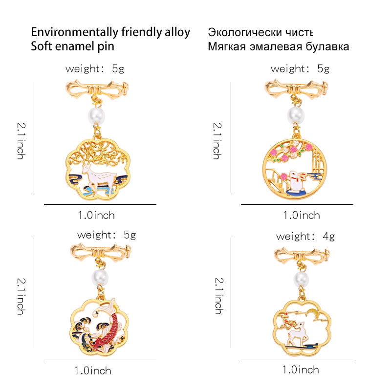 Trâm cài áo QIHE JEWELRY hình động vật nhiều kiểu tùy chọn phong cách Trung Hoa đơn giản thời trang