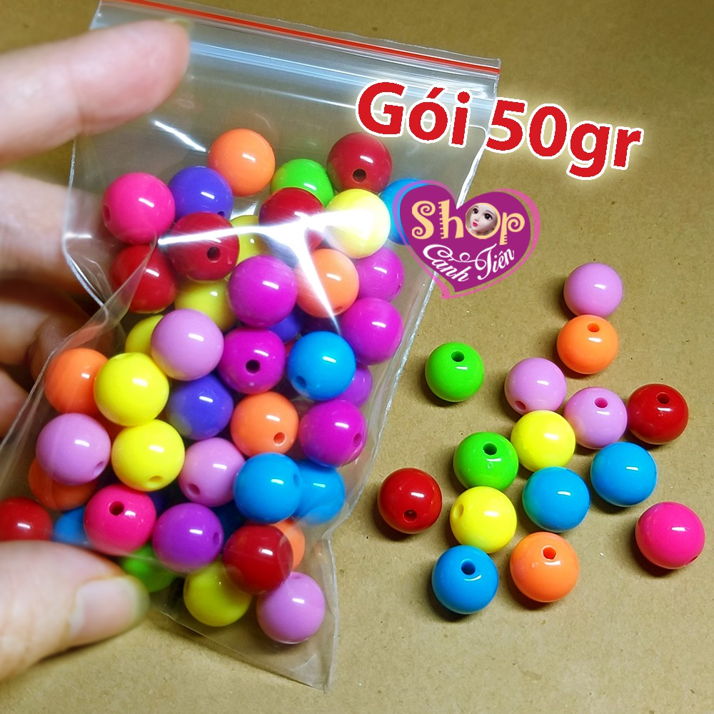 Gói 50gr Hạt Nhựa Bóng Xâu Vòng 6-20mm nhiều màu Trang trí Thủ công Tiện Dụng, Giá Tốt