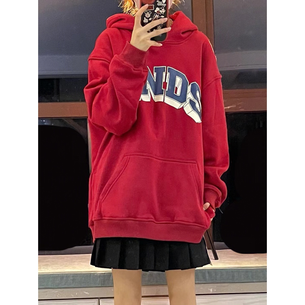 NRVP Áo Hoodie Tay Dài Oversize In Họa Tiết Phong Cách Hàn Quốc Kiểu Mới Cho Nam / Nữ