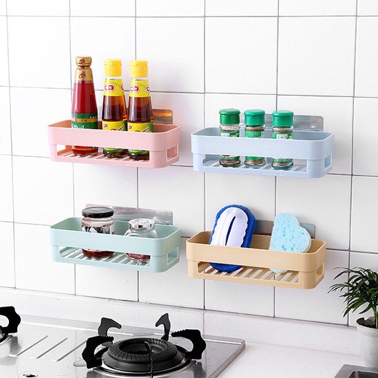 Kệ treo bồn rửa bát,Khay đựng đồ dán tường, Giá treo đồ giẻ rửa chén bát inox mẫu mới