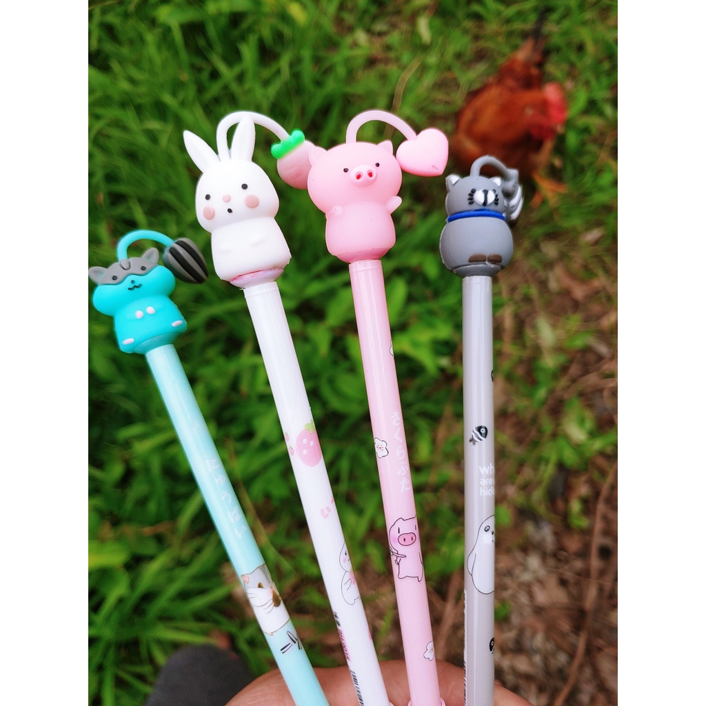 Bút bi nước mực gel , bút bi cute mực đen ngòi kim 0.38mm - 01 bút