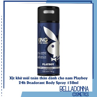 Xịt khử mùi toàn thân dành cho nam Playboy 24h Deadorant Body Spray 150ml # King Of The Game