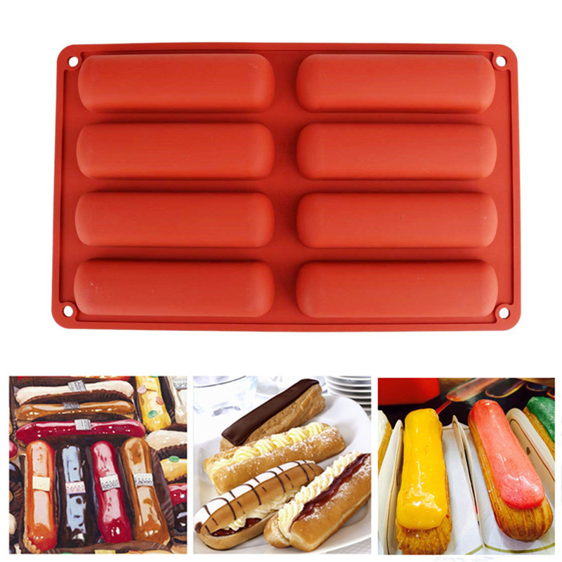 Khuôn Nướng Bánh Chất Liệu Silicon Thiết Kế 8/10 Ngăn Chuyên Dụng Để Làm Bánh Hình Ngón Tay / Bánh Puff/ Đá DIY