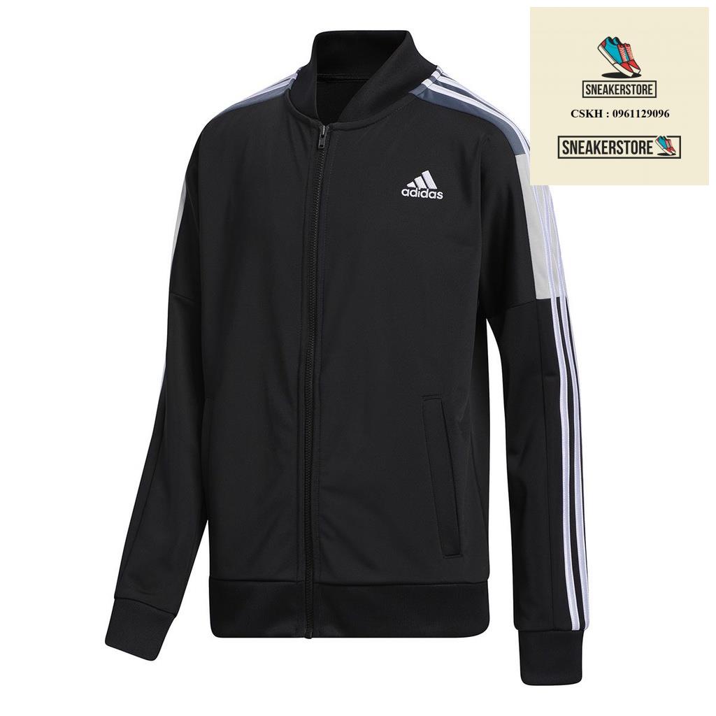 Áo Khoác Adidas Nam Nữ Có Sẵn Junior Boys Tricot Black Track Jacket EV5682
