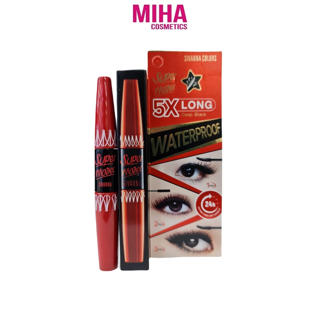 Mascara Hai Đầu Nối Mi Sivanna Colors Super Model 5X Long