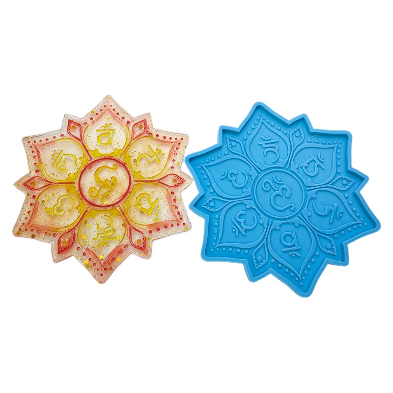 Khuôn Silicone Làm Đế Lót Ly Hình Biểu Tượng Mantra DIY