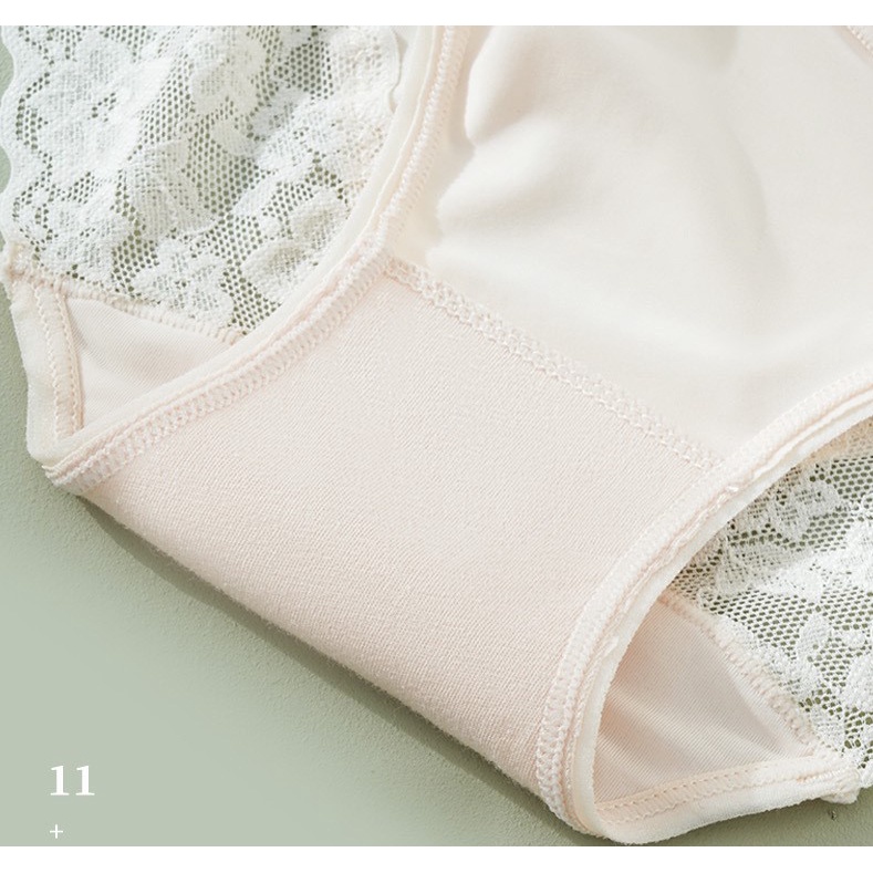 Set 4 QUẦN LÓT BẦU Cạp Chéo Ren Tơ Cotton Cao Cấp - Kháng Khuẩn - BAO CHẤT LƯỢNG -QL08