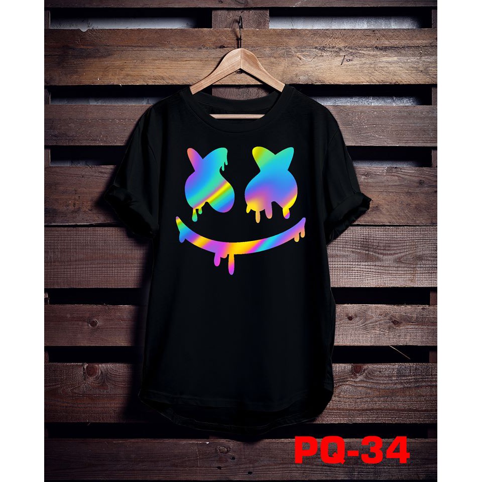 Áo phông phản quang bảy màu Dấu nhân chảy rãi, form rộng tay lỡ chất Cotton freesize cho nam và nữ MODY