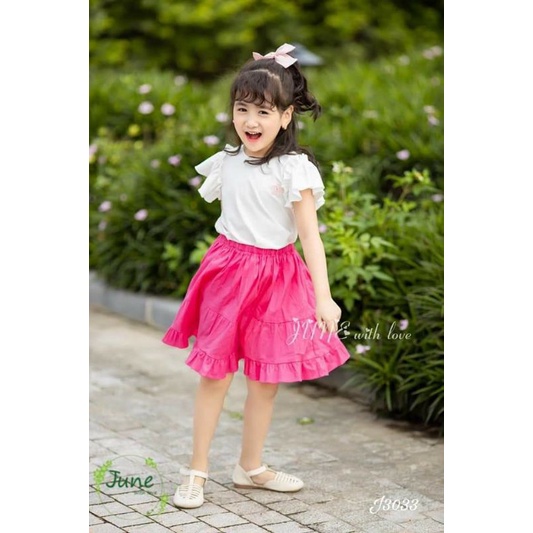 Sét đầm Tết cực hot trend ♥️Áo cotton mịn mát kết hợp với chân váy xòe màu hồng♥️Size 1-10Y♥️Kèm quà xinh cho bé điệu đà