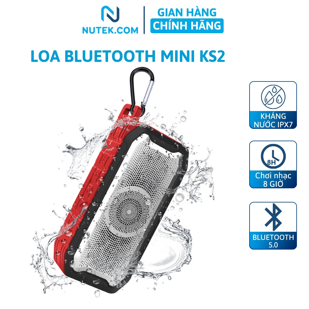 Loa bluetooth mini giá rẻ NUTEK X3 nghe nhạc chính hãng không dây, kháng nước chuẩn IPX7