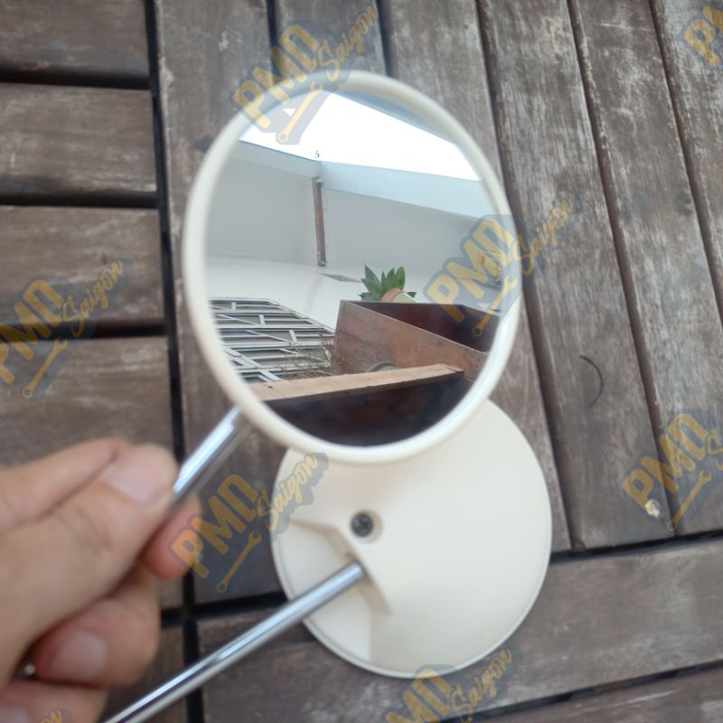 Gương chiếu hậu, kính chiếu hậu tròn 8mm màu trắng ngà dành cho xe cub các loại