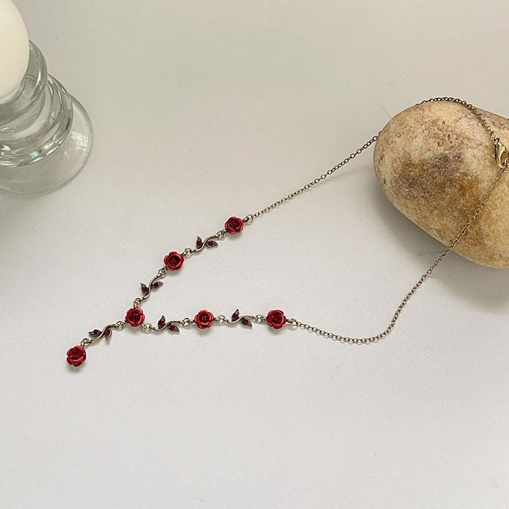 Vòng cổ choker bằng hợp kim mặt hoa hồng phong cách Hàn Quốc lãng mạn mừng năm mới cho nữ