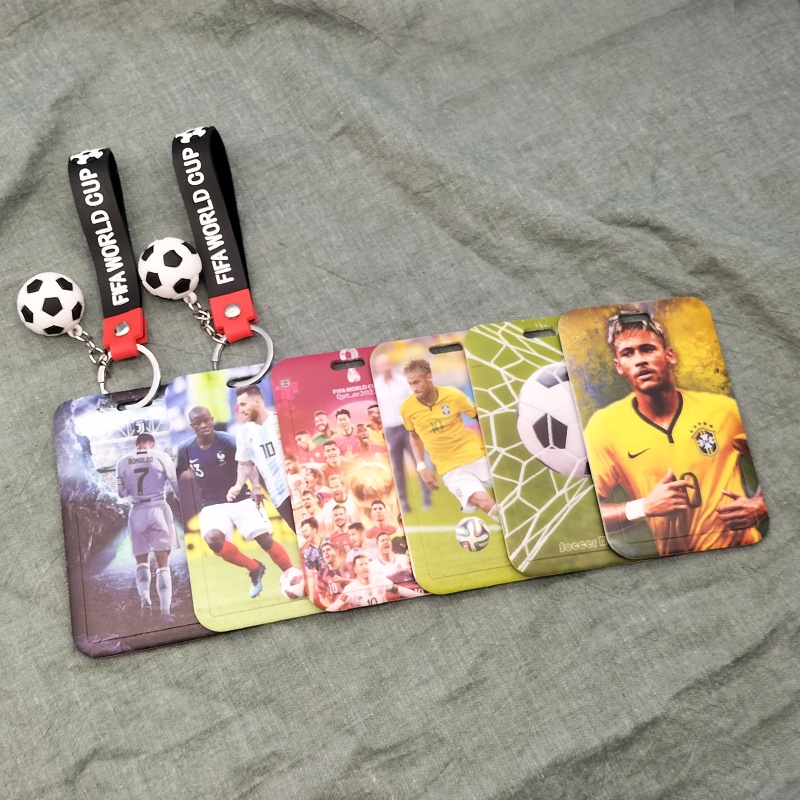 Giá Đỡ Thẻ Tên Bằng Nhựa Kèm Móc Khóa Hình Bóng Đá World Cup 2022