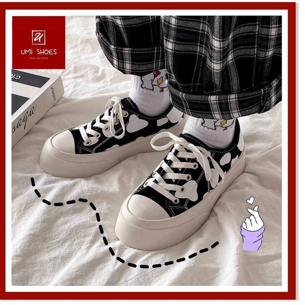 💓 Giày thể thao đế bánh mì cổ thấp gấu bò sữa hot mới ulzzang cao 4cm năng động buộc dây đẹp rẻ ღ 𝒮𝐻❁𝐸𝒮 𝐹❁𝑅 𝒴❁𝒰
