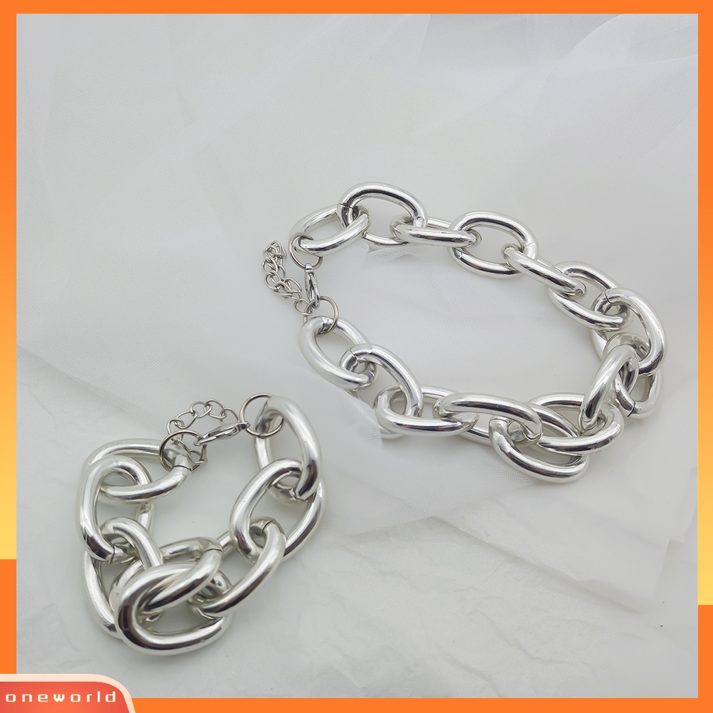 Vòng cổ choker/Vòng tay kiểu chuỗi xích bản to phong cách punk cho nữ