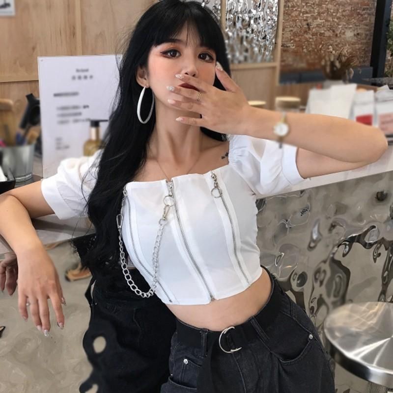 ÁO CROPTOP MÓC XÍCH KÉO KHÓA CHẤT LỪ COOL NGẦU 🥥 Tie Dye Boutique 🌼