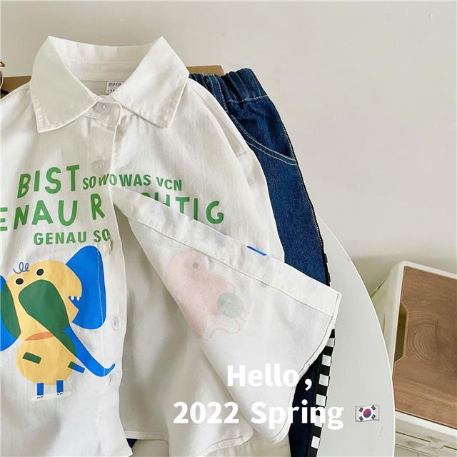 Áo Sơ Mi Họa Tiết Hoạt Hình Phong Cách Nhật Hàn Thời Trang Mùa Xuân 2022 Cho Bé