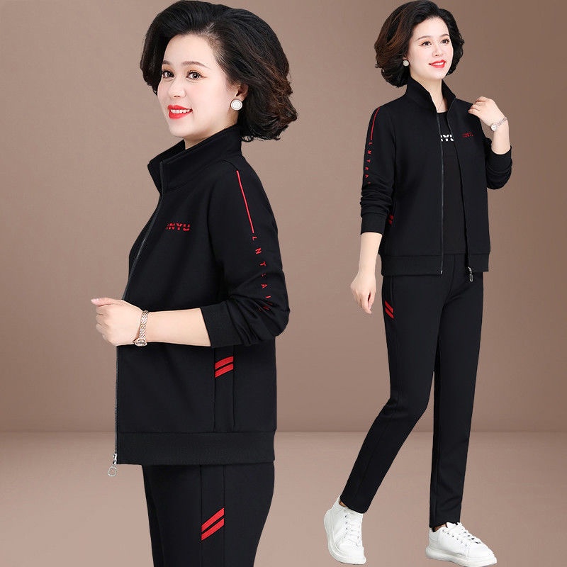 Bộ Đồ Thể Thao Ba Món Phong Cách Phương Tây Thời Trang Xuân Thu 2022 Cho Phụ Nữ Trung Niên
