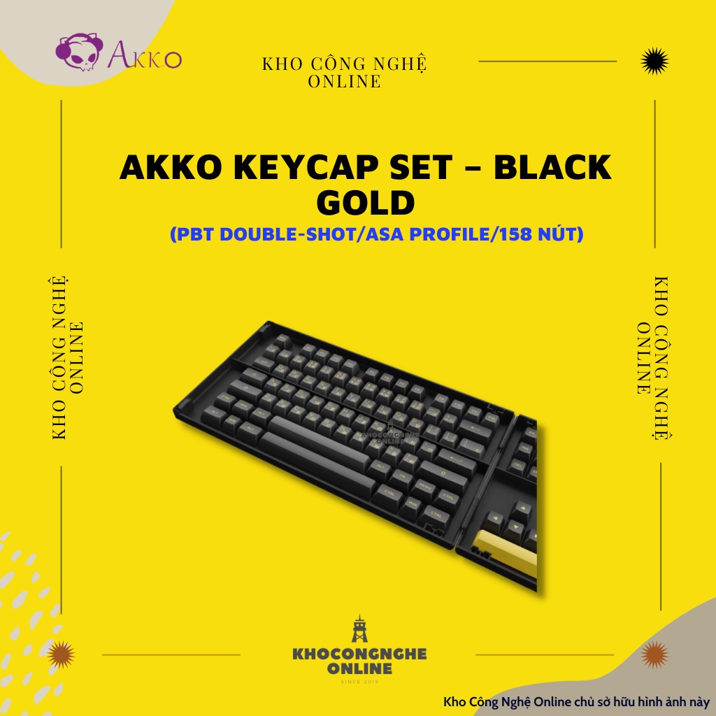 AKKO Keycap set – Black Gold (PBT Double-Shot/ASA profile/158 nút)