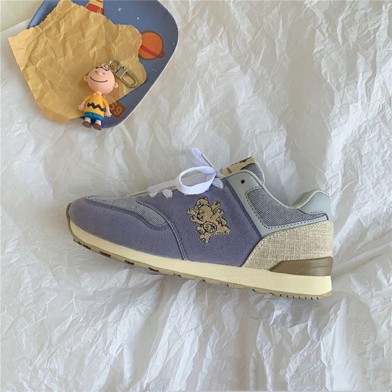 6:30PM Order Mã 023 Giày sneaker ulzzang dáng newbalance thêu hình gấu phối màu cute