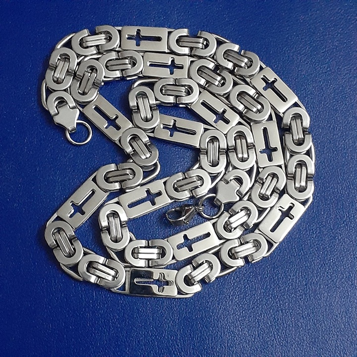 Dây chuyền nam inox kiểu ziczac thánh giá 7ly sáng đẹp, không đen, thể hiện đẳng cấp phái mạnh