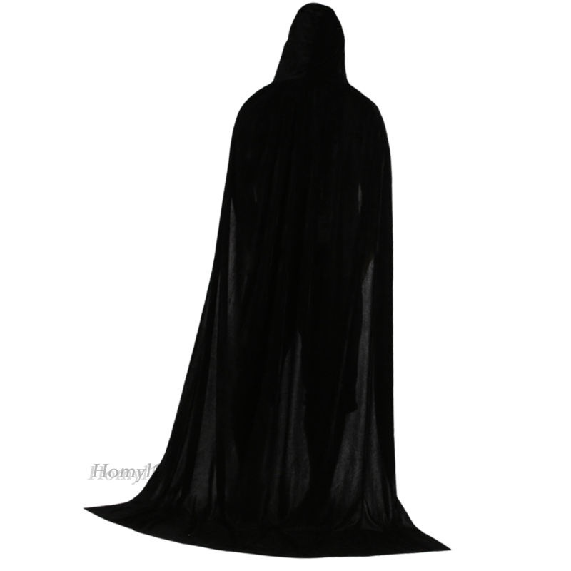 1 áo choàng phù thủy có mũ trùm đầu bằng vải nhung dùng hóa trang Halloween [Homyl1]​​Trang phục lễ hội màu đen 150cm | BigBuy360 - bigbuy360.vn
