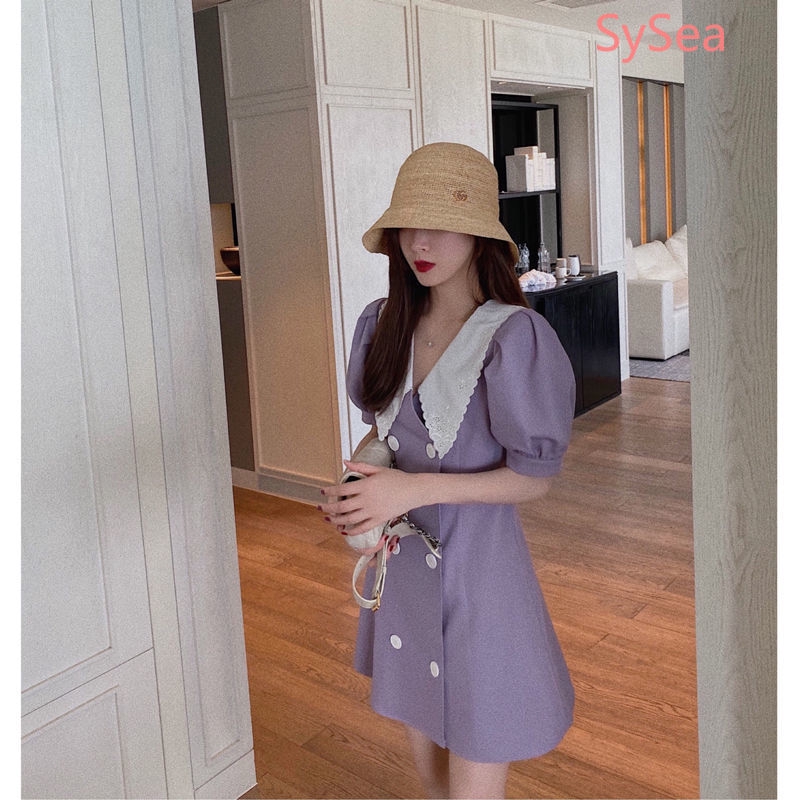 Women's Purple Short Sleeve Dress Summer Student Midi Dress | BigBuy360 - bigbuy360.vn