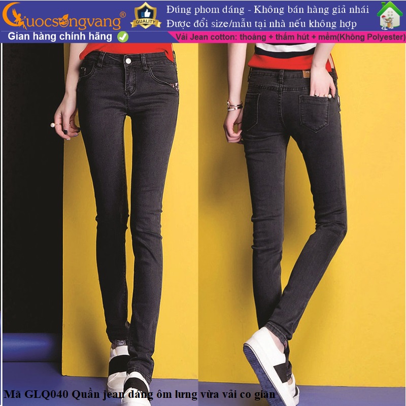 Quần jean nữ đẹp quần skinny co giãn xám đậm GLQ040 Cuocsongvang