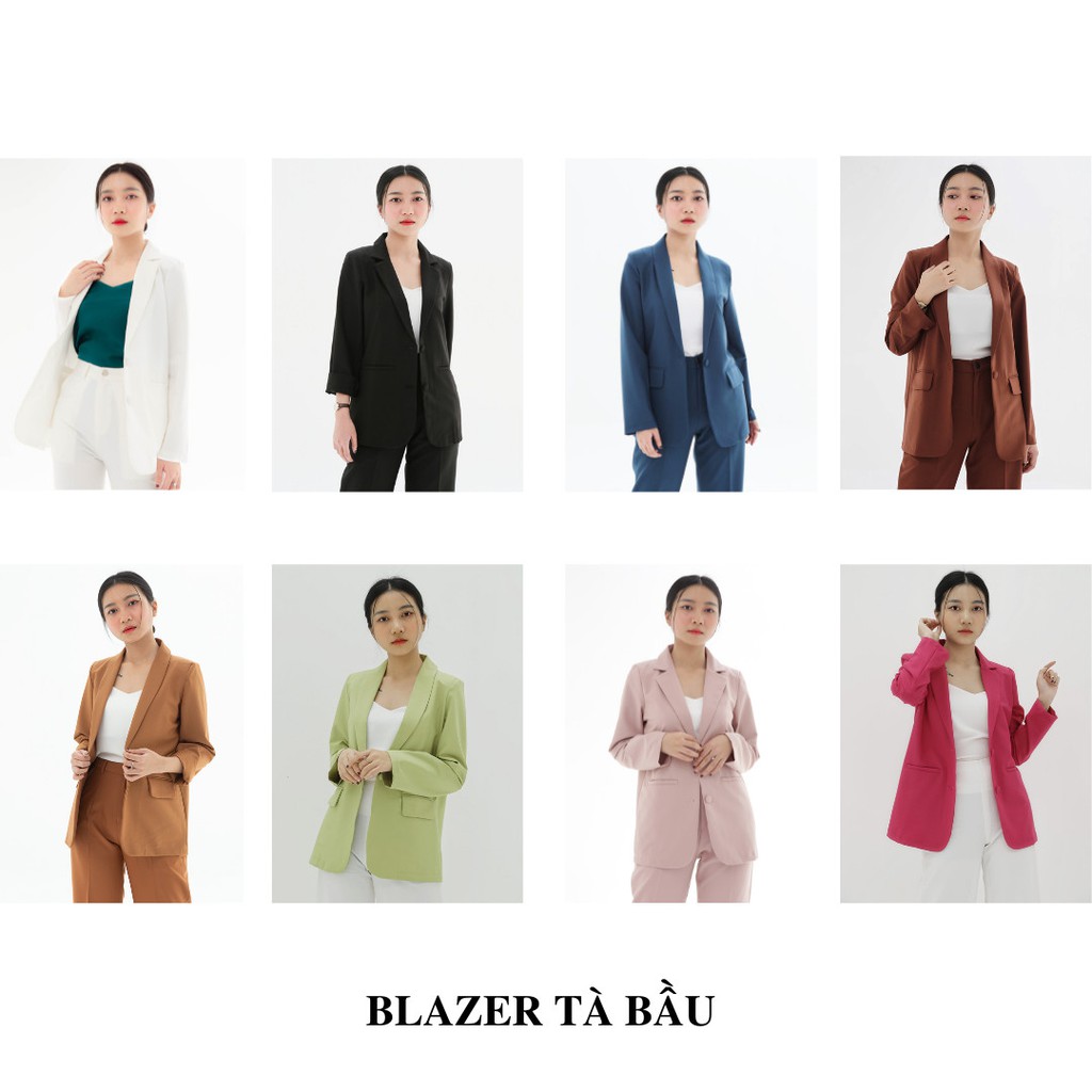 Áo vest nữ blazer KHÀN màu đen tà bầu basic áo khoác công sở tay dài 1 lớp phong ...