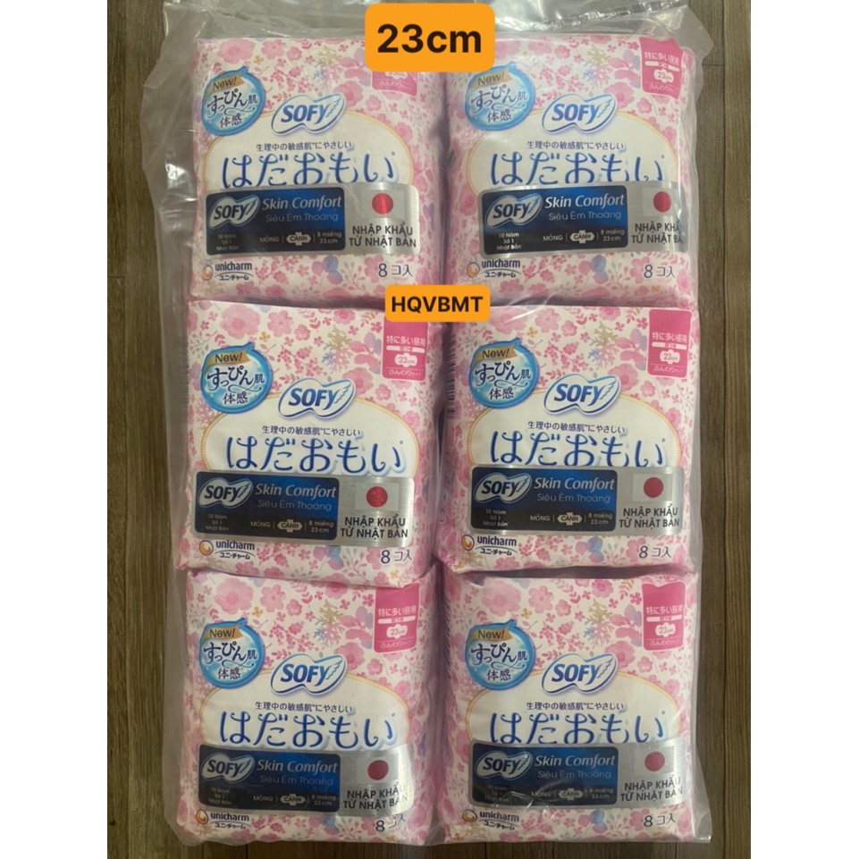 Băng vệ sinh siêu êm thoáng Sofy Skin Comfort 23cm cánh gói 08 miếng - Nhập khẩu từ Nhật Bản