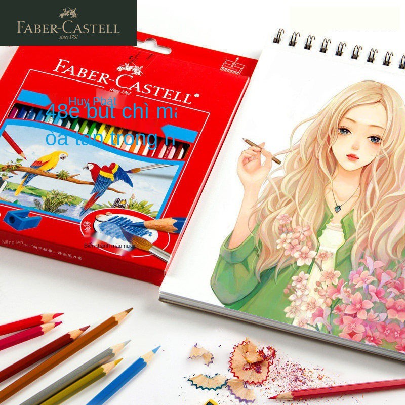 Đức Faber-Castell 72-color-48-color-Castell Bút chì màu hòa tan trong nước cho người lớn vẽ bộ tranh