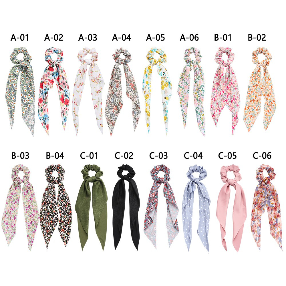 Dây Buộc Tóc Ruy Băng Thắt Nơ Ruy Băng Dài In Họa Tiết Hoa Phong Cách Boho Thời Trang Cho Nữ
