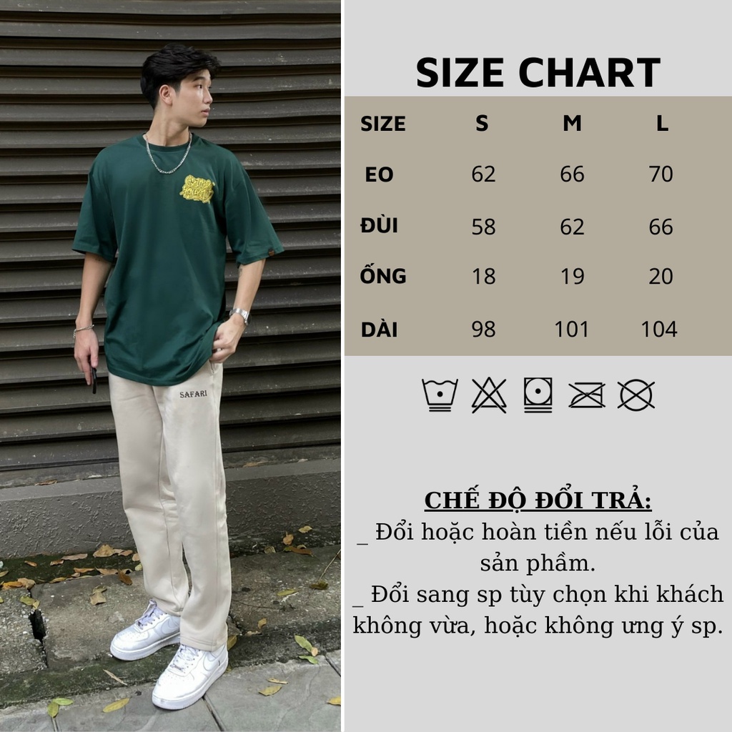 Quần ống rộng Nam nữ dáng suông unisex nỉ bông dày dặn SAFARI PSS1
