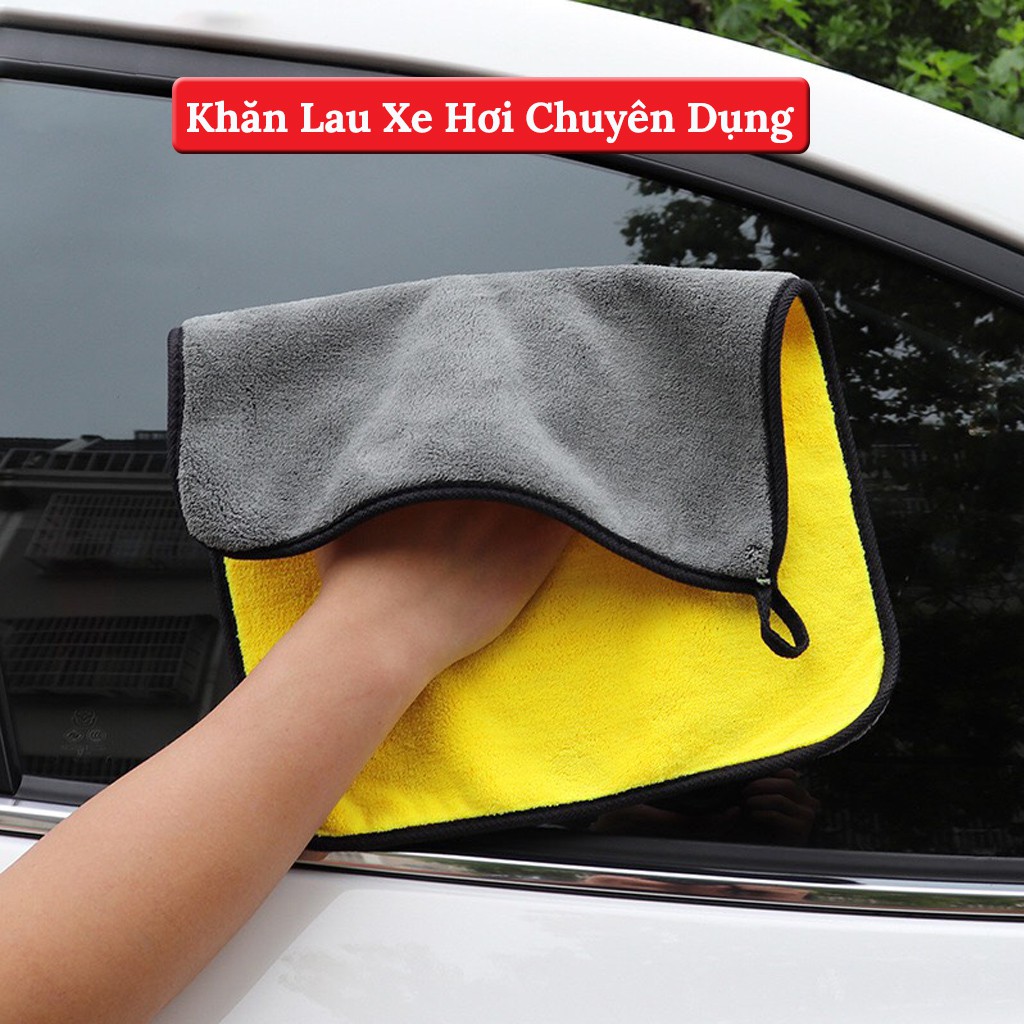 Khăn Lau Xe Hơi Chuyên Dụng Microfiber 2 Lớp Không Rụng Lông, Thấm Hút Nước Tốt – MÀU VÀNG