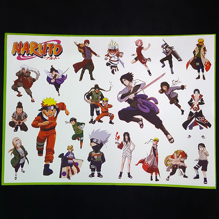 Tấm sticker dán chủ đề NARUTO ( kích thước 27cm x 37cm )