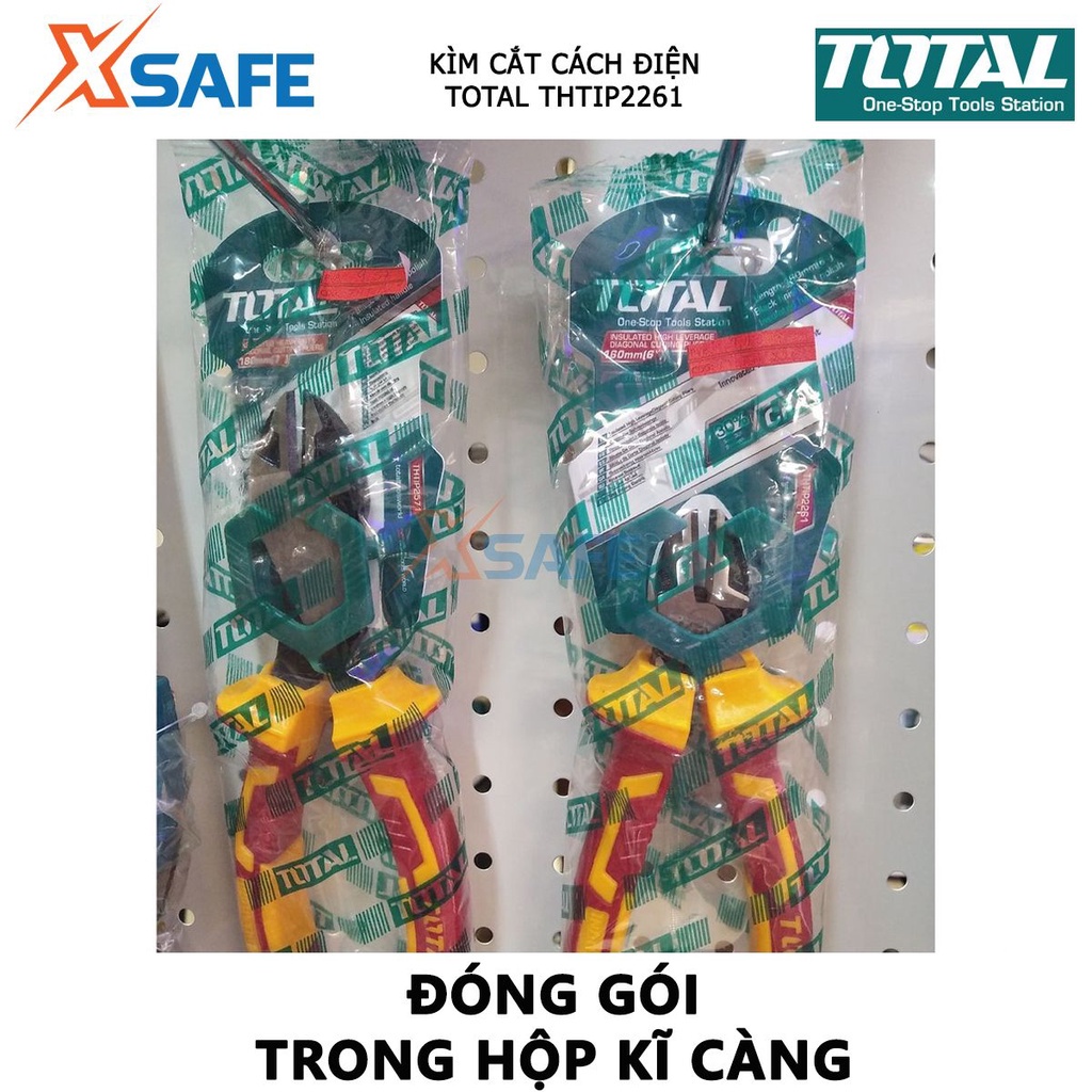 Kìm cắt cách điện TOTAL THTIP2261 Kềm cắt đầu nặng kích thước 6&quot;(160mm), đầu kềm mạ đen đánh bóng, cách điện 1000V