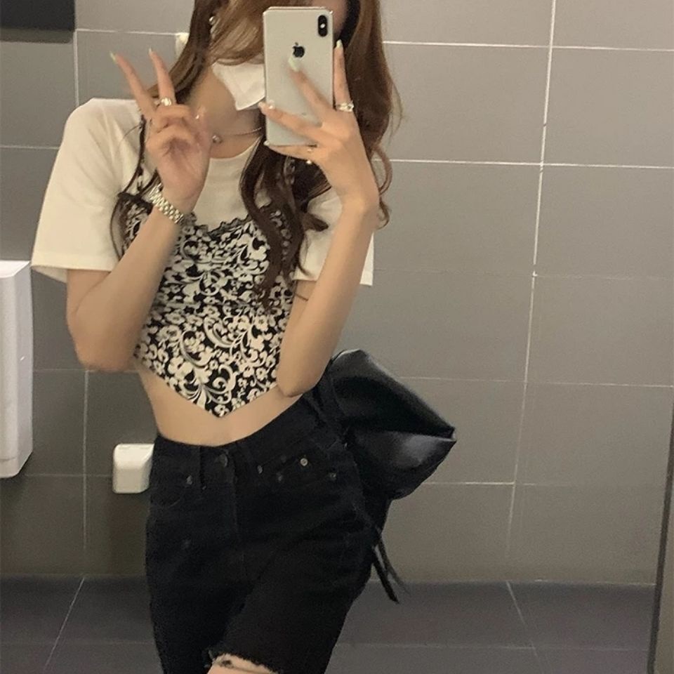 COZOK Áo Thun Tay Ngắn Họa Tiết Hoa Dáng Ôm Hợp Thời Trang