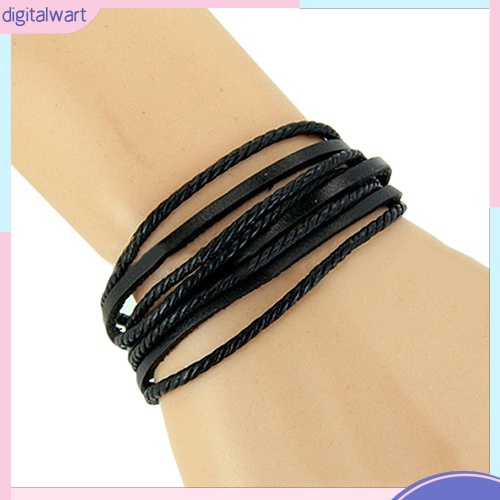 Vòng tay da nhân tạo nhiều lớp dễ dàng thay đổi kích thước cá tính thời trang dành cho nam và nữ