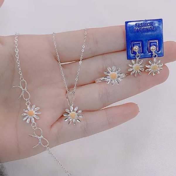 Bộ trang sức bạc ta Hoa Cúc nhỏ mới( mẫu 1 bộ 4 sản phẩm)