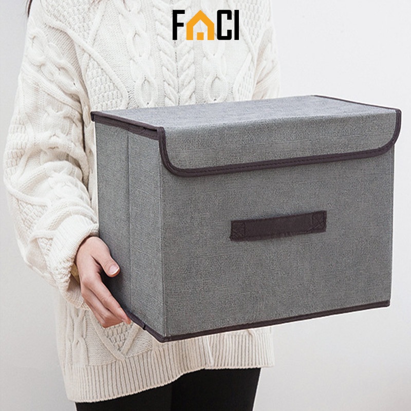 Hộp vải đựng đồ quần áo đồ lót đồ chơi đa năng có nắp đậy tiện dụng Faci_Official