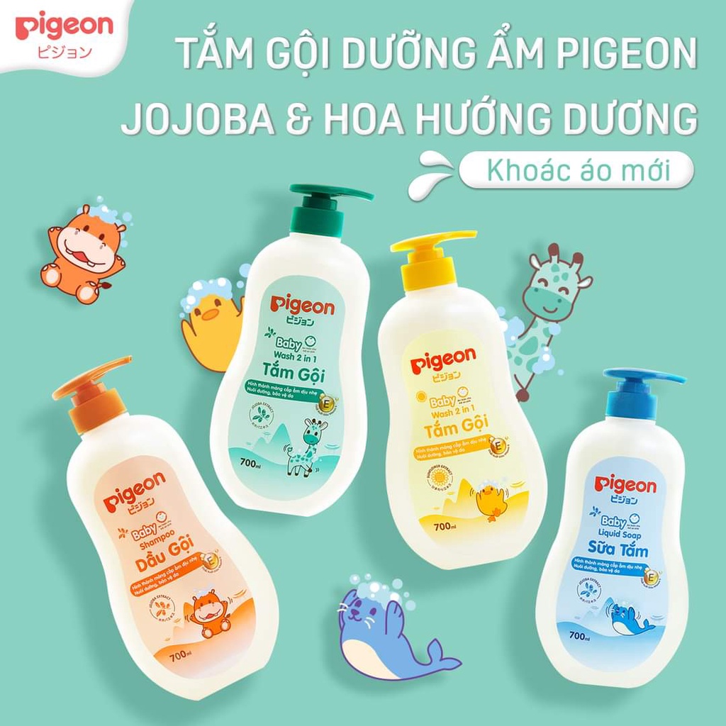 Sữa tắm gội 2 in 1 Pigeon baby wash 700ml - hoa hướng dương (Mẫu mới)