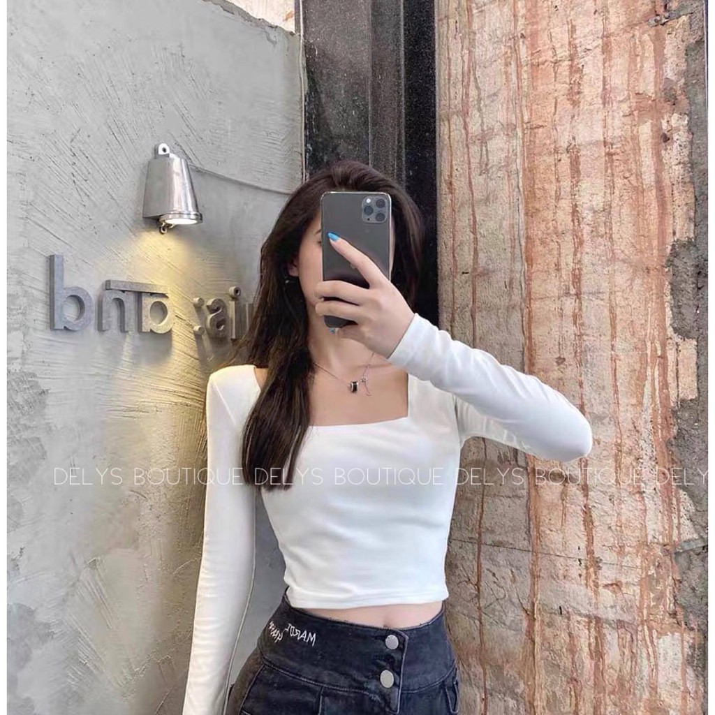 Áo Cổ Vuông Dài Tay