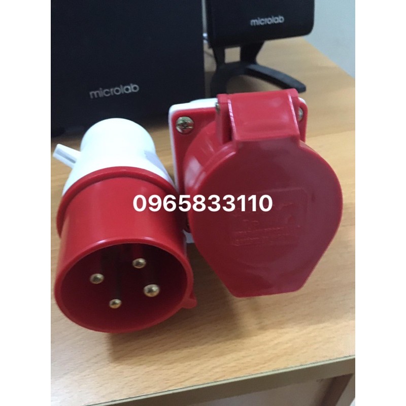 ổ cắm + phích cắm công nghiệp cố định 3 pha 4 chân 32a
